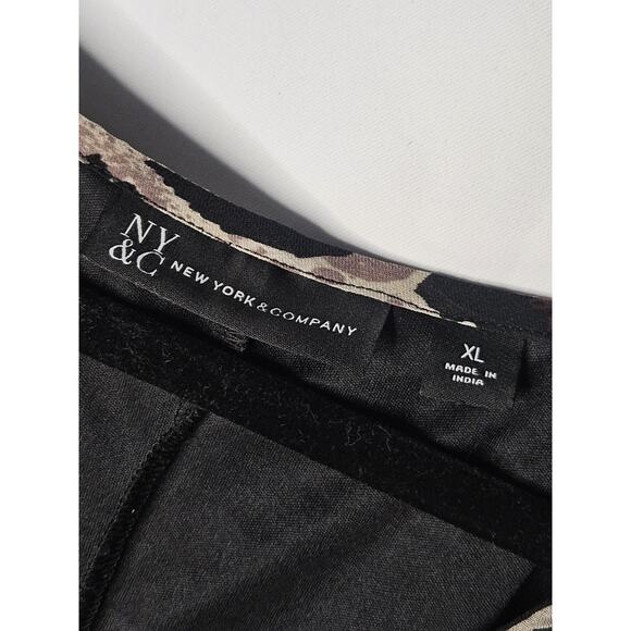 New York & Company Leopard Print Chiffon Short Sleeve Maxi Dress XL V Neck - Picture 6 of 7